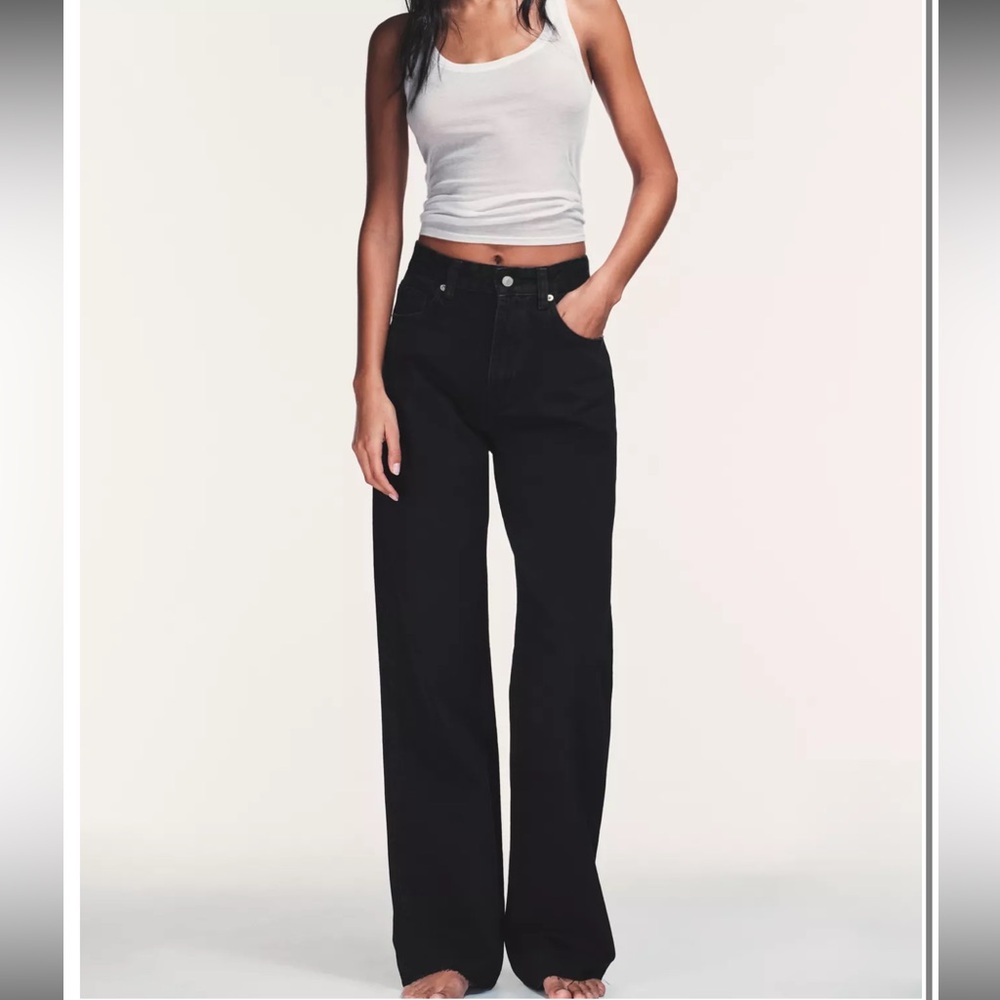 Zara Black High Rise Wide Leg Jeans Size 4